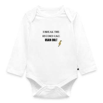 I BREAK THE RECORD LIKE USAIN BOLT - Organic Longsleeve Baby Bodysuit - white - Front