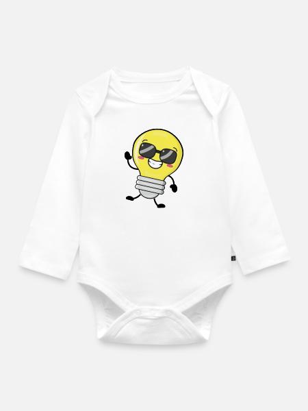 Glühbirne - Baby Bio-Langarm-Body - Weiß