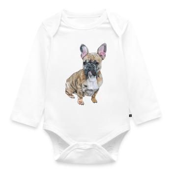 French Bulldog - Organic Longsleeve Baby Bodysuit - white - Front