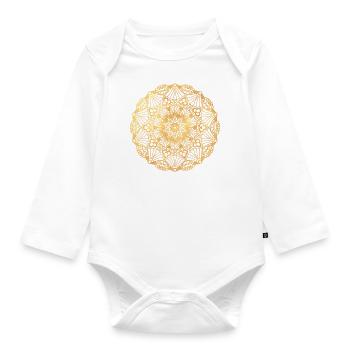 Japan mandala gold - Organic Longsleeve Baby Bodysuit - white - Front