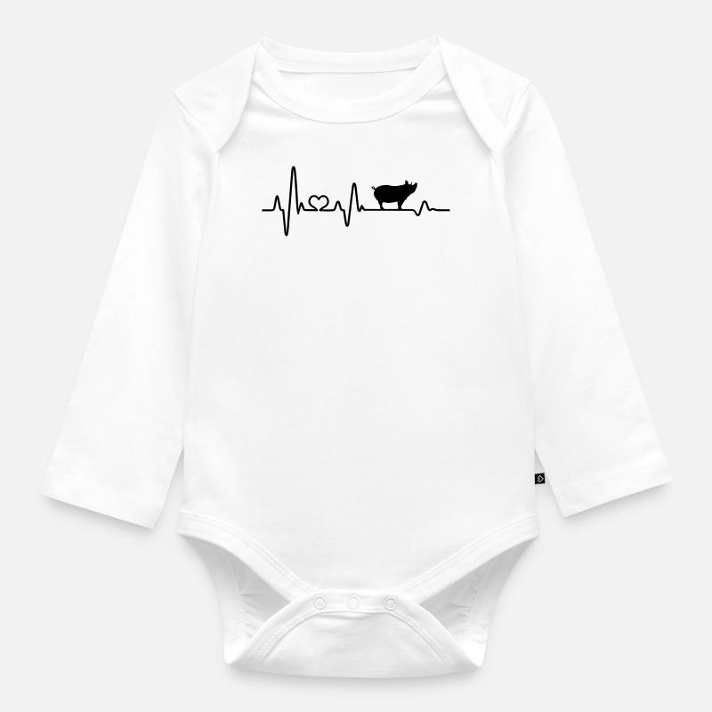 Battement de cœur de cochon éleveur de cochons - Body Bébé bio manches longues - blanc