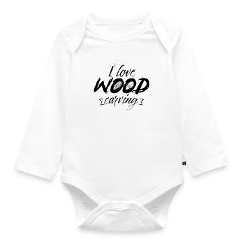 Holz Schnitzen - Baby Bio-Langarm-Body - Weiß - Vorne
