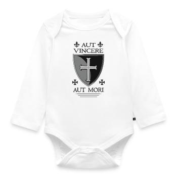 Templerkreuz Schild - Baby Bio-Langarm-Body - Weiß - Vorne