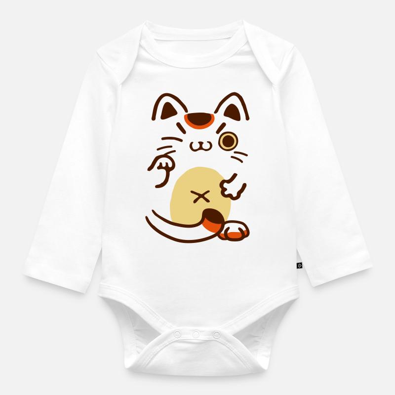 Maneki Neko - Baby Bio-Langarm-Body - Weiß