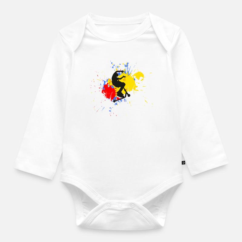 trottinette freestyle - Body Bébé bio manches longues - blanc
