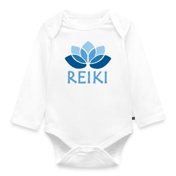 reiki blue - Organic Longsleeve Baby Bodysuit - white - Front