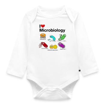 Bacteria party - Organic Longsleeve Baby Bodysuit - white - Front