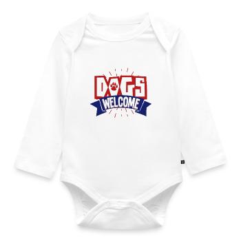 Hunde Willkommen - Baby Bio-Langarm-Body - Weiß - Vorne