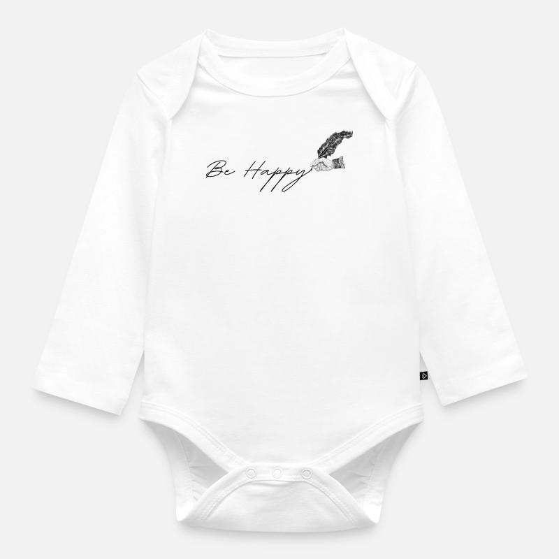 Be Happy - Body Bébé bio manches longues - blanc