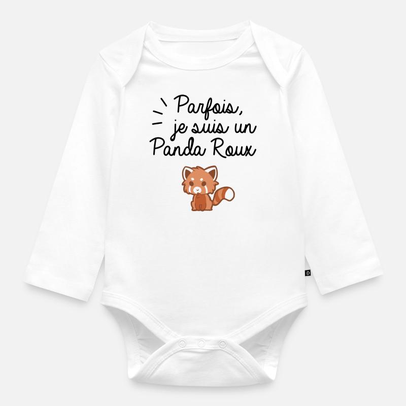 Je suis un panda roux - Body Bébé bio manches longues - blanc