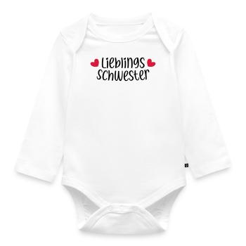 Lieblingsschwester beste Schwester Herz Geschenk - Baby Bio-Langarm-Body - Weiß - Vorne
