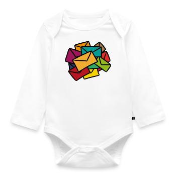 Colorful Letters Secretary Postman Gift Idea - Organic Longsleeve Baby Bodysuit - white - Front