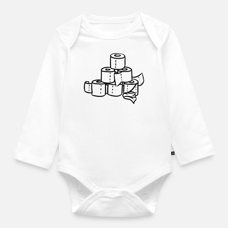Toilette Klopapierturm WC - Baby Bio-Langarm-Body - Weiß