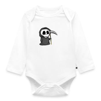 Reaper Dumm Sensenmann Schnitter Sense Tod Spruch - Baby Bio-Langarm-Body - Weiß - Vorne