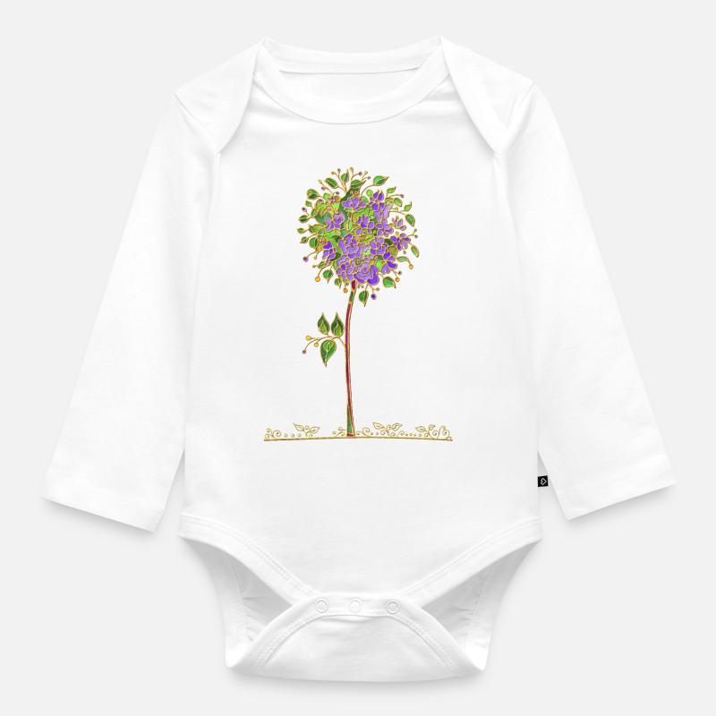 Baum - Baby Bio-Langarm-Body - Weiß