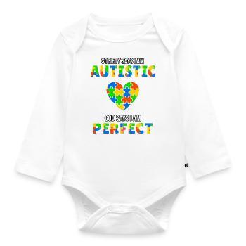 Autismus Spruch süß Autism Autist Asperger Syndrom - Baby Bio-Langarm-Body - Weiß - Vorne
