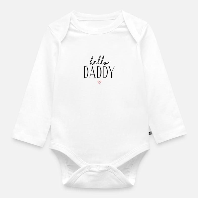 Bébé hello daddy - Body Bébé bio manches longues - blanc