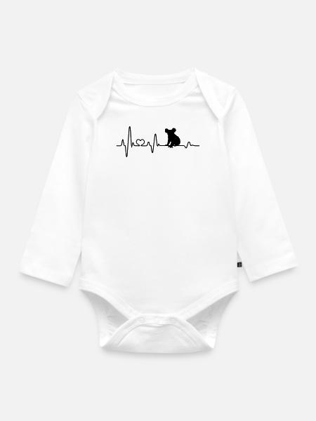 Koala Australien EKG Herzschlag Koalabär Liebe - Baby Bio-Langarm-Body - Weiß