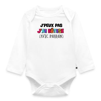 J'peux j'ai bêtise avec parrain - Body Bébé bio manches longues - blanc - Devant