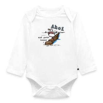Ahoy and good mood - Organic Longsleeve Baby Bodysuit - white - Front