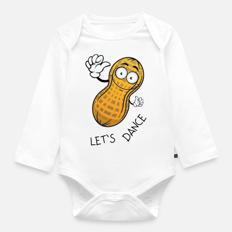 Erdnuss Let`s Dance Tanzen Peanut - Baby Bio-Langarm-Body - Weiß