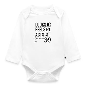 30 Geburtstag Ü30 Dreißiger | 30s Birthday 30er - Baby Bio-Langarm-Body - Weiß - Vorne