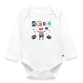 Superheldin - Baby Bio-Langarm-Body - Weiß - Vorne