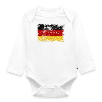 German flag in vintage style - Organic Longsleeve Baby Bodysuit - white - Front