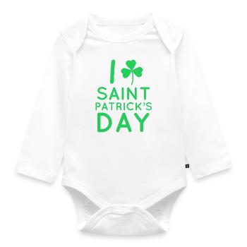 St Patricks Day, St Patricks Day, St Patricks Day - Body Bébé bio manches longues - blanc - Devant