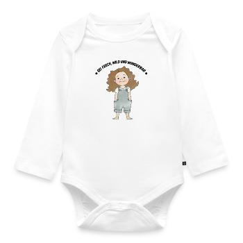 Sois insolente Sauvage Et Merveilleuse fille avec une salopette - Body Bébé bio manches longues - blanc - Devant