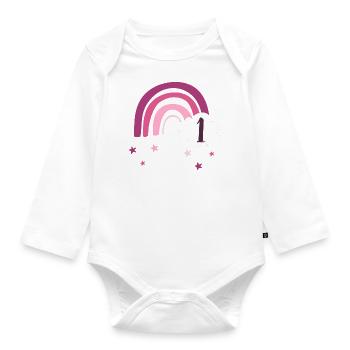 First Birthday Rainbow One - Organic Longsleeve Baby Bodysuit - white - Front
