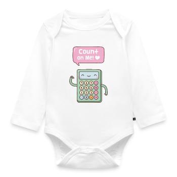 Compte mignon sur moi calculatrice Pun Doodle - Body Bébé bio manches longues - blanc - Devant