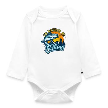 I'd rather be Fishing - Organic Longsleeve Baby Bodysuit - white - Front