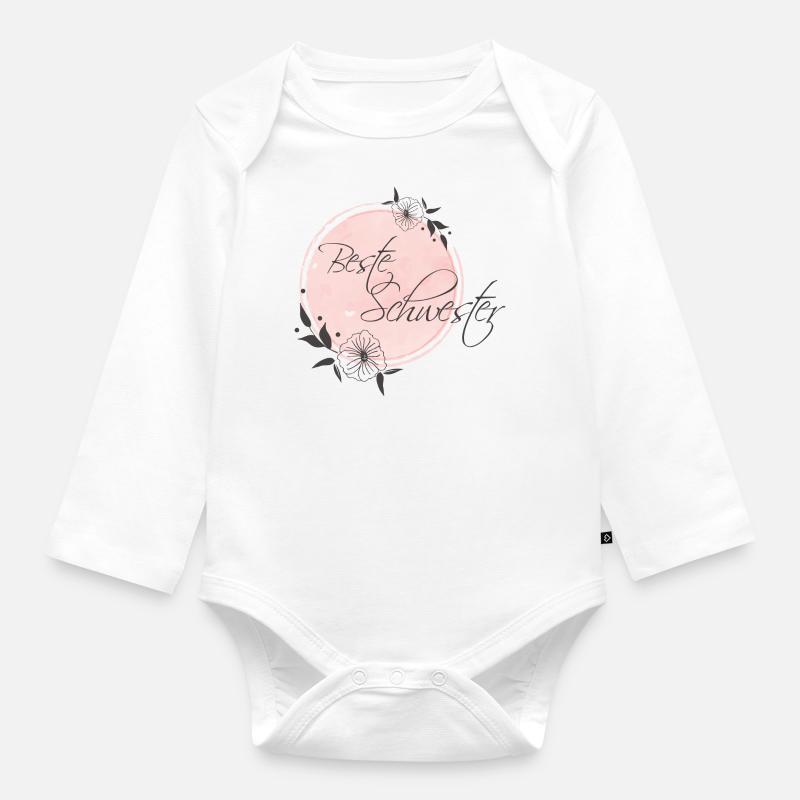 Beste große Schwester Geburtstag Geschenk pastel - Baby Bio-Langarm-Body - Weiß