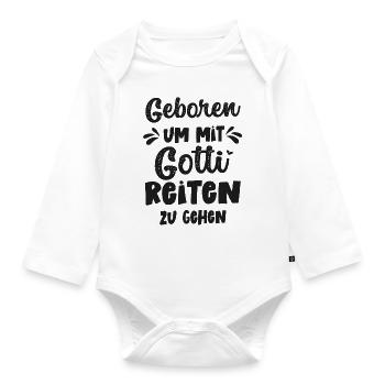 Geboren um mit Gotti reiten zu gehen Taufgotti - Baby Bio-Langarm-Body - Weiß - Vorne