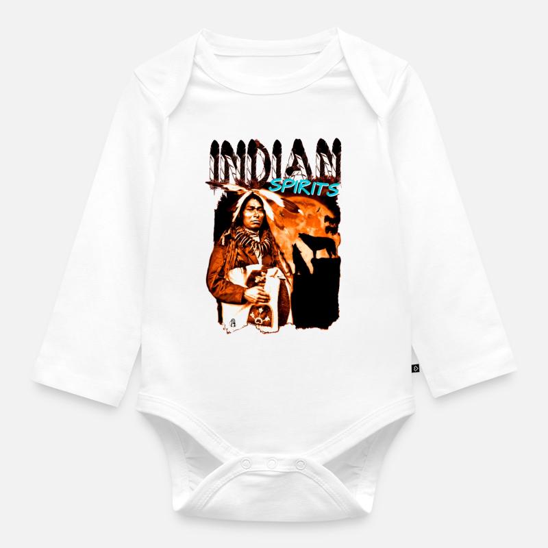 INDIAN SPIRITS 2 - Body Bébé bio manches longues - blanc