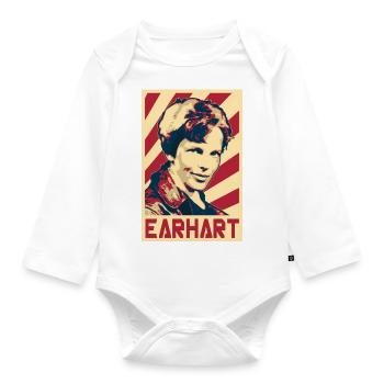 Amelia Earhart - Baby Bio-Langarm-Body - Weiß - Vorne