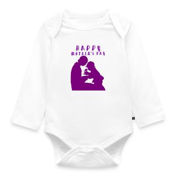 Fête des Mères, Fête des Mères, Fête des Mères, Fête des Mères - Body Bébé bio manches longues - blanc - Devant