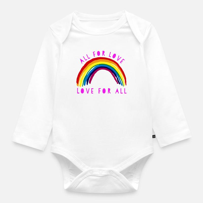 Regenbogen, Regenbogen, Regenbogen, Regenbogen, Regenbogen - Baby Bio-Langarm-Body - Weiß