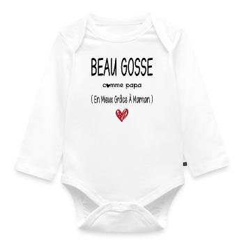 Beau gosse comme papa - Body Bébé bio manches longues - blanc - Devant