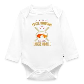 Lieber eine feste Bindung Skilehrer Ski Spruch - Baby Bio-Langarm-Body - Weiß - Vorne