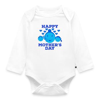 Fête des Mères, Fête des Mères, Fête des Mères, Fête des Mères - Body Bébé bio manches longues - blanc - Devant