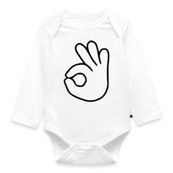 Emoji Okay Sketch Black - Organic Longsleeve Baby Bodysuit - white - Front
