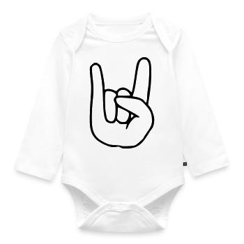 Emoji RocknRoll Croquis noir - Body Bébé bio manches longues - blanc - Devant