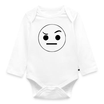 Emoji Skepticism Sketch Black - Organic Longsleeve Baby Bodysuit - white - Front