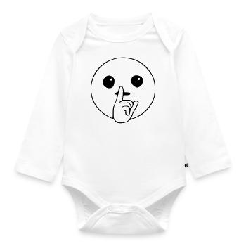 Emoji Silent Sketch Black - Organic Longsleeve Baby Bodysuit - white - Front