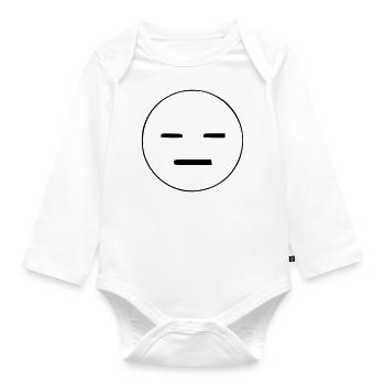Emoji esquisse sans émotion noir - Body Bébé bio manches longues - blanc - Devant
