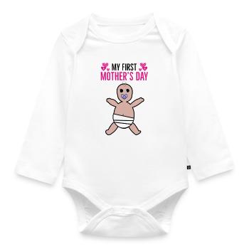 Fête des Mères, Fête des Mères, Fête des Mères, Fête des Mères - Body Bébé bio manches longues - blanc - Devant