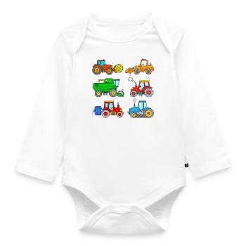Traktor Trecker - Baby Bio-Langarm-Body - Weiß - Vorne