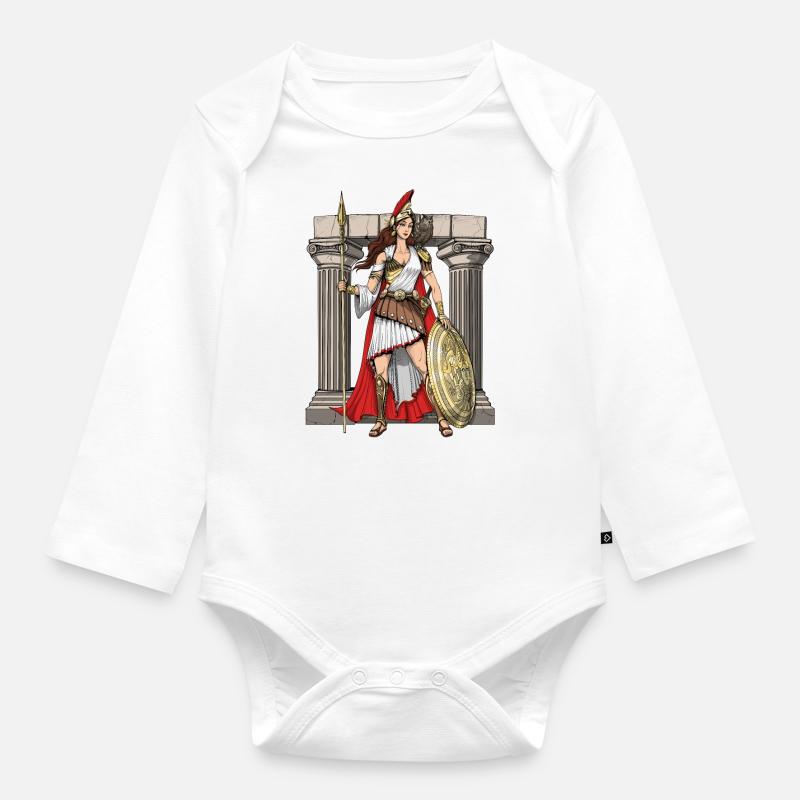 Déesse grecque d’Athéna - Body Bébé bio manches longues - blanc